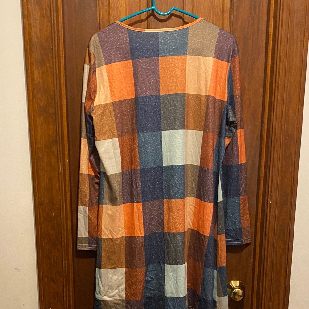 Colorful Plaid Long Sleeve Dress